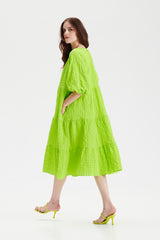 KAJO crinkled midi dress in lime green