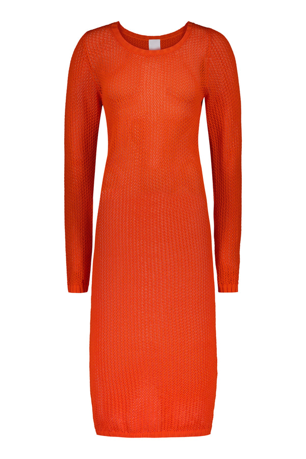 SAMPLE | KAJO knitted mesh dress in orange