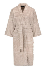 Kaarna bathrobe in sand with matching belt. Front picture.  Hálo from north