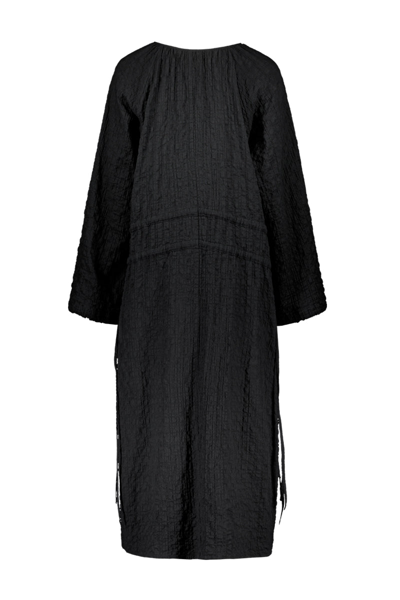KAJO crinkled a-line dress in black