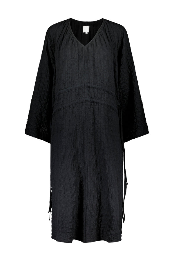 KAJO crinkled a-line dress in black
