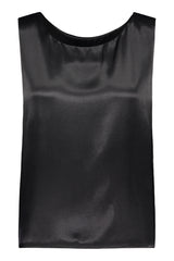 Kajo loose top in black. Front picture of the product. Hálo from north