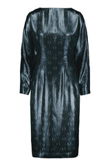 O-logo sequin jacquard midi dress in steel blue
