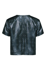 O-logo sequin jacquard shirt in steel blue