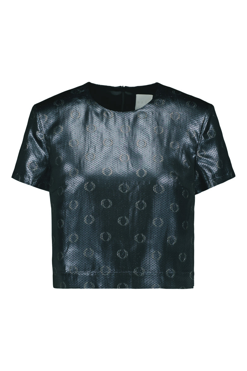 O-logo sequin jacquard shirt in steel blue