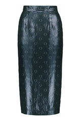 O-logo sequin jacquard skirt in steel blue