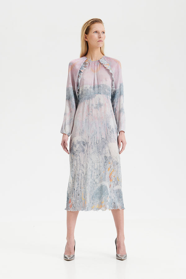 PRE-ORDER | Reidar pleated silk blouson dress