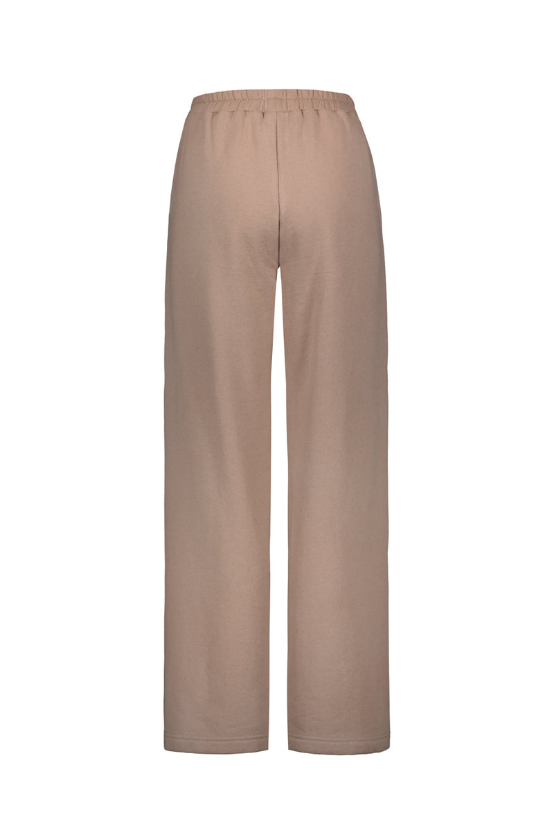Tundra woolen wide college pants in taupe. Back picture of the  product. Hálo from north
